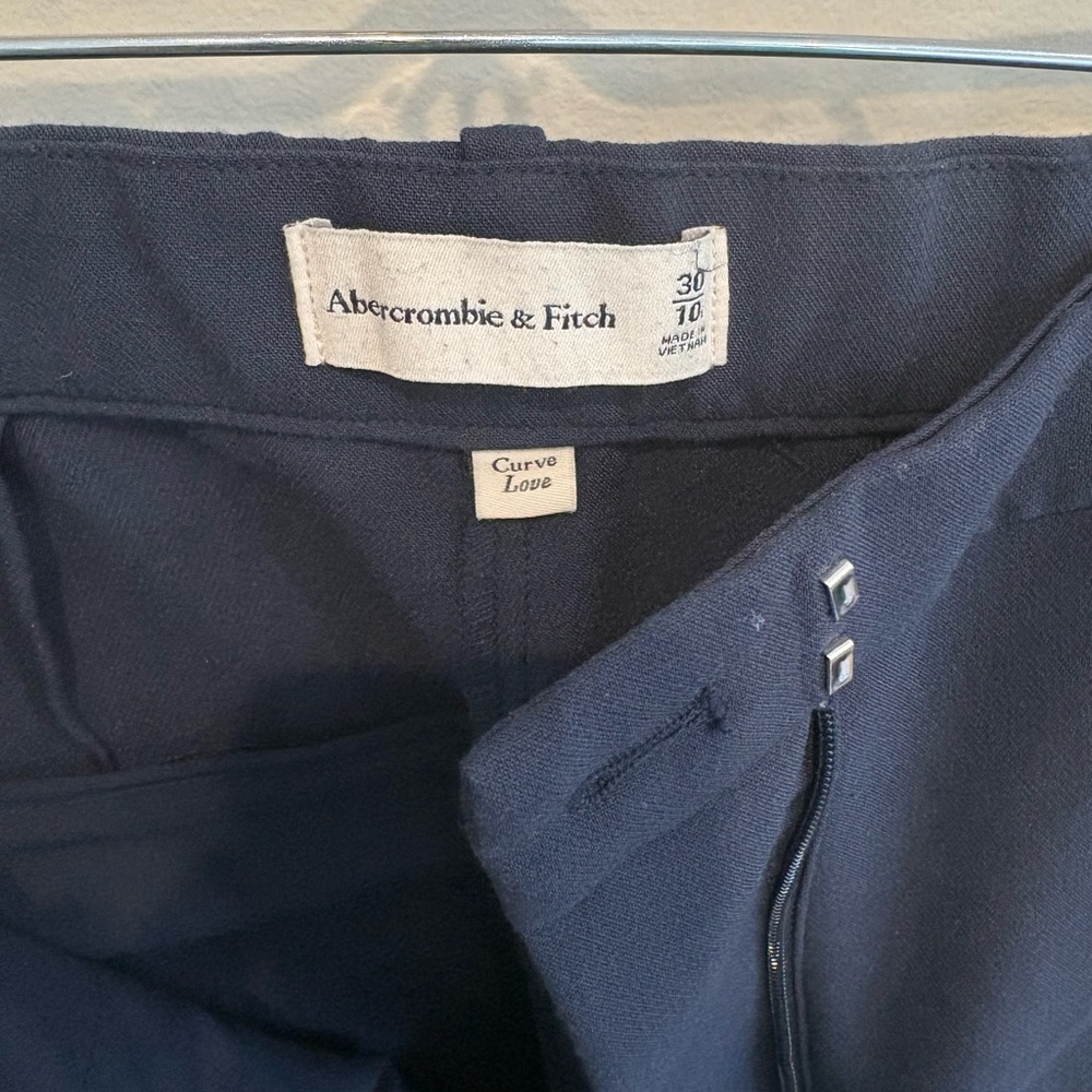 Abercrombie & Fitch Curve Love Sloane Tailored Wide Leg Pant 30Tall/10T Navy NWT - Picture 5 of 7